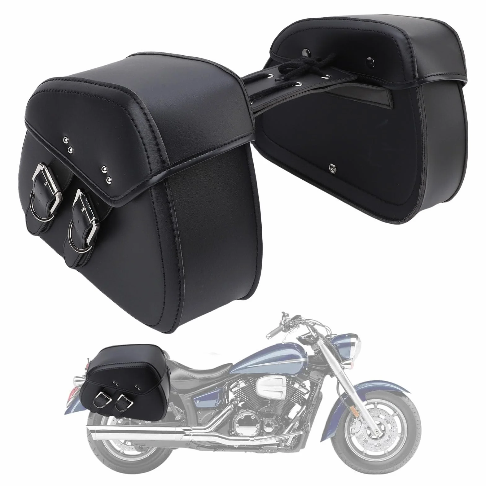 Yosoo Health Gear Boczne Torby Motocyklowe ze Skóry PU 16L Uniwersalne Sakwy Motocyklowe Wodoodporne Regulowane Mocowanie Liny na Niezbędne Rzeczy Z wewnętrzną kieszenią Z Siateczki Zachowującą