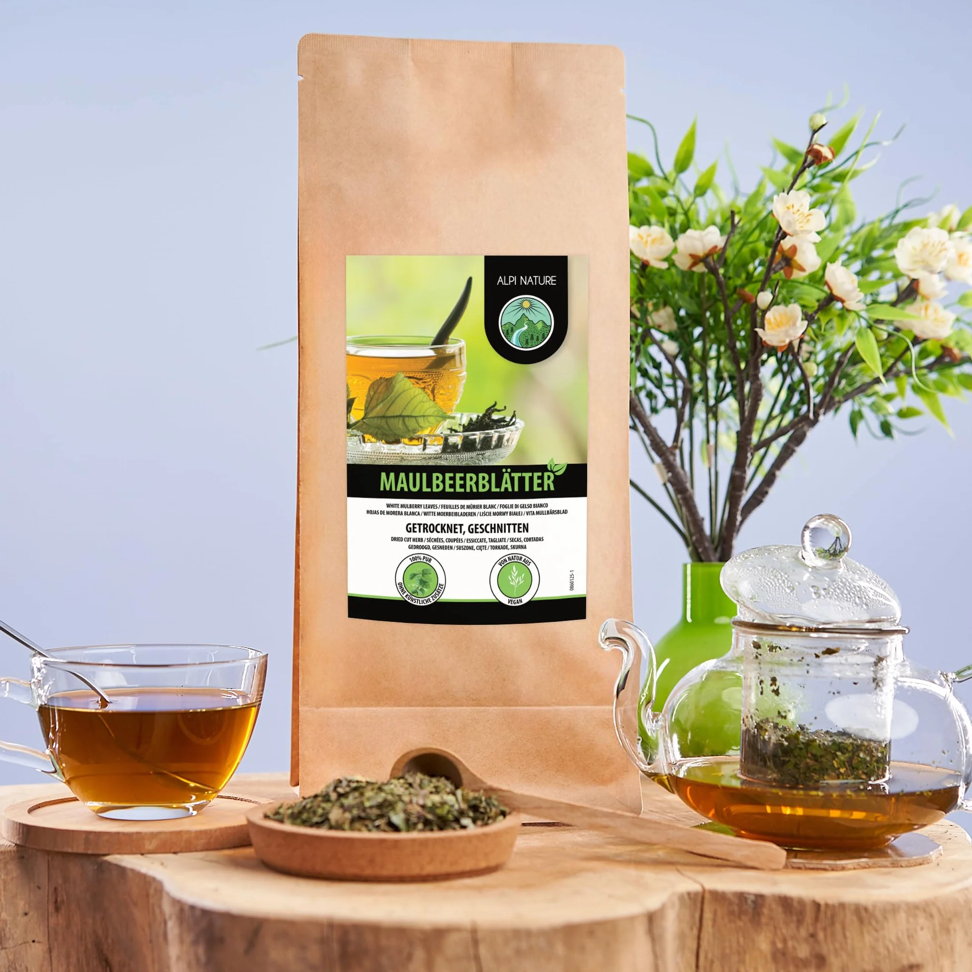 Alpi Nature Herbata z Liści Morwy 125g, Suszone i Cięte Liście Morwy, Herbata Liściasta