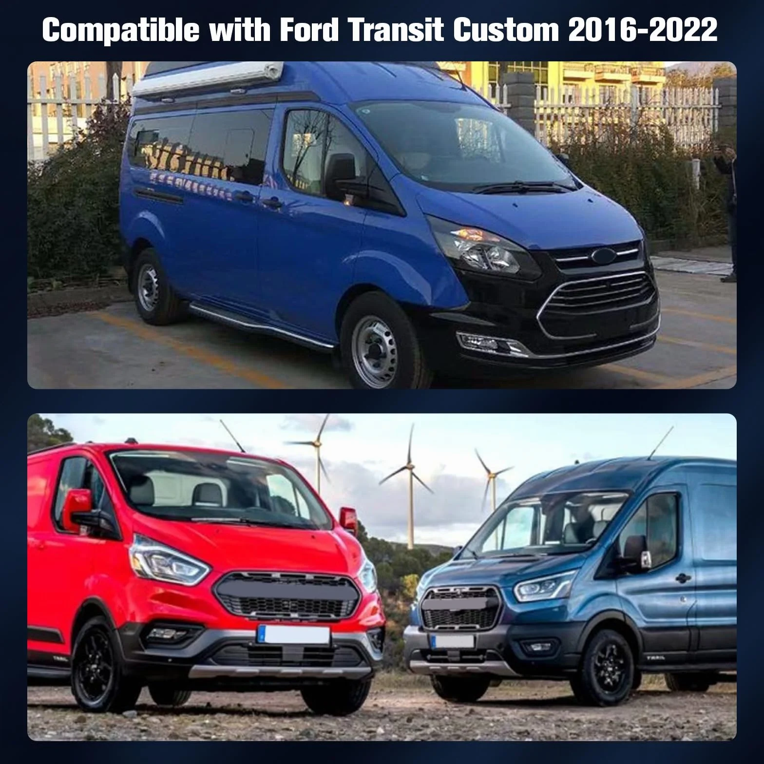 Osłona przedniej szyby do Ford Transit Custom12-22 – osłona przedniej szyby premium, 2-warstwowa bawełna z podkładką magnetyczną dla całorocznej ochrony, odbicia promieni UV, przed słońcem, śniegiem i