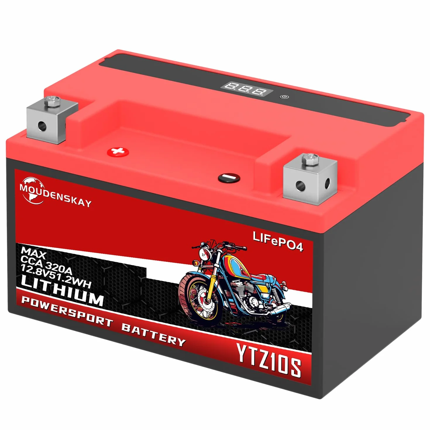 Akumulator litowy do motocykla 12 V Powersports z BMS i wskaźnikiem 51.2WH 4AH 300CCA YTZ10S-BS LiFePO4, akumulator rozruchowy do motocykla, ATV, UTV, pojazdów wodnych itp