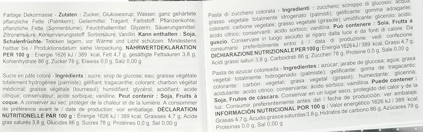 Massa Ticino fondant do wałków czarny 250 g