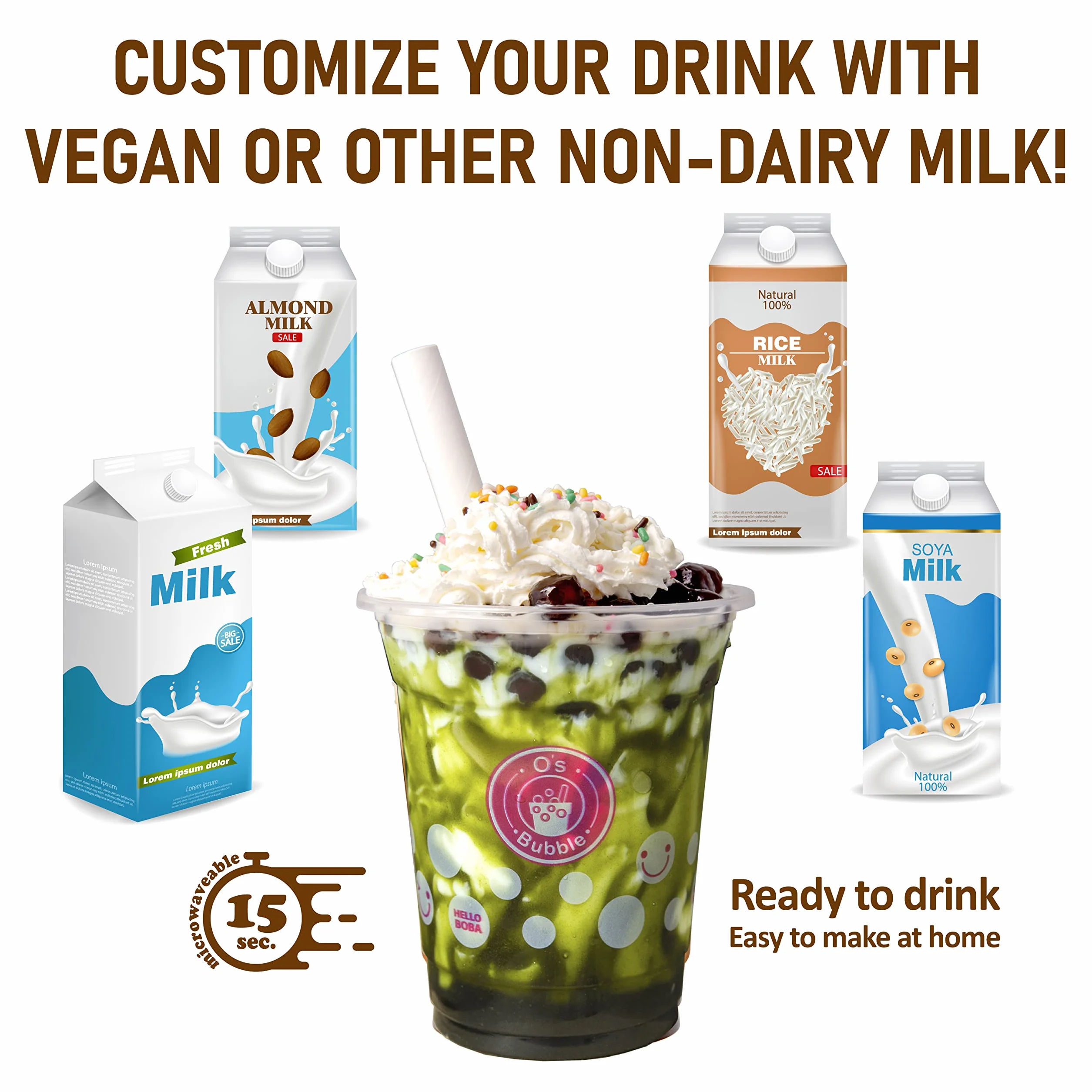 O's Bubble Tea Kit - Boba Tea Kit - Instant Marbling Boba Tea Party Kit - 6 Serving Boba Tea Kit - Instant Popping Boba - Bubble Tea Set (Shelf Stable)