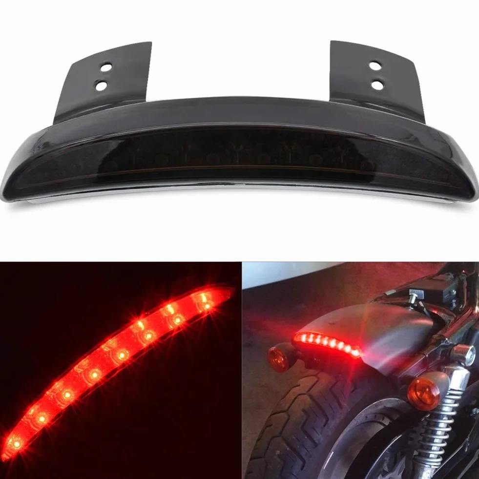 KATUR Przydymiony siekany błotnik krawędź motocykla 8 diod LED czerwony stop biegu tylne światło Sportster XL 883N 1200N XL1200V XL1200X