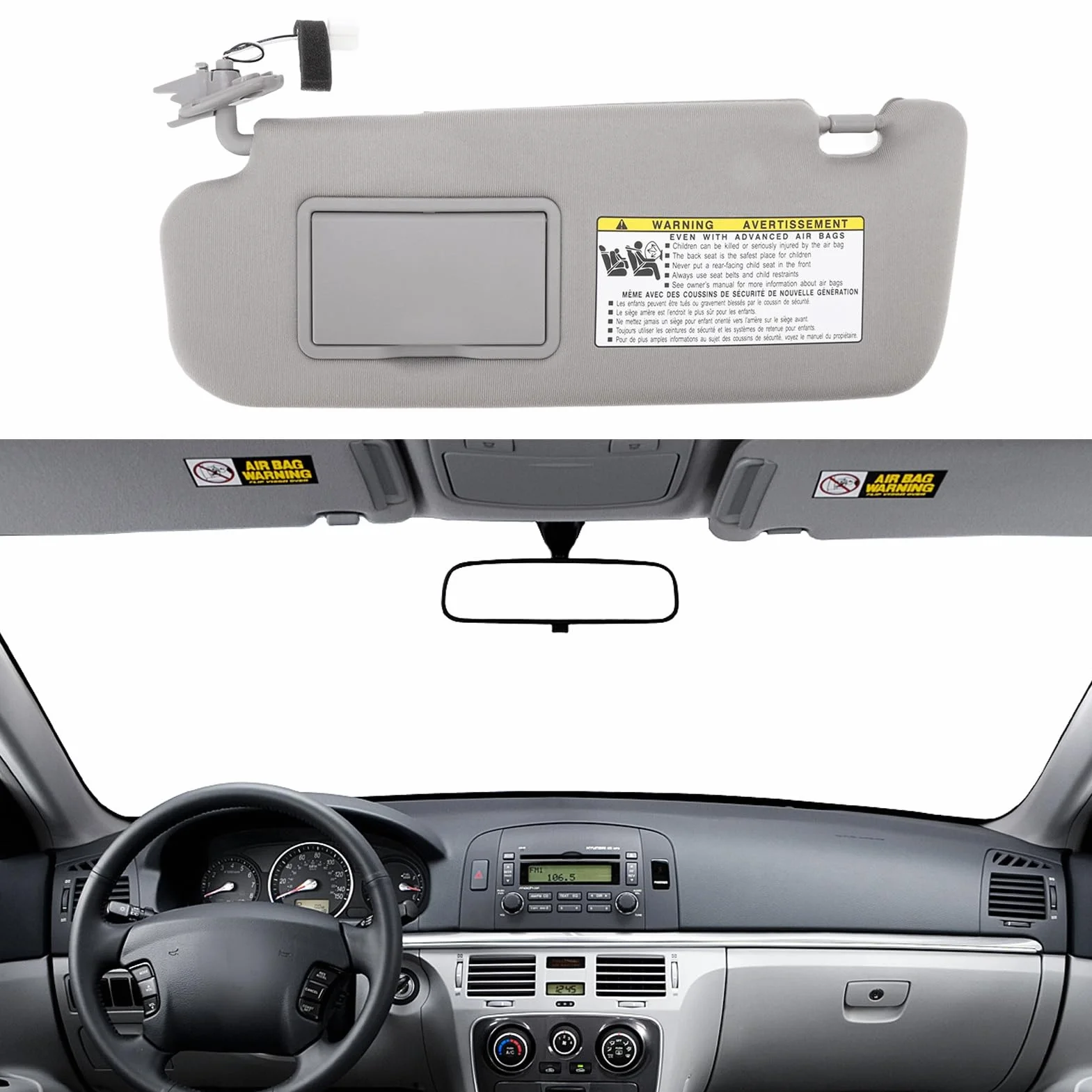 Osłona Przeciwsłoneczna Samochodowa Szara Blokująca UV 852013K010QD do Sonata 2006-2008 Prawy Lewy