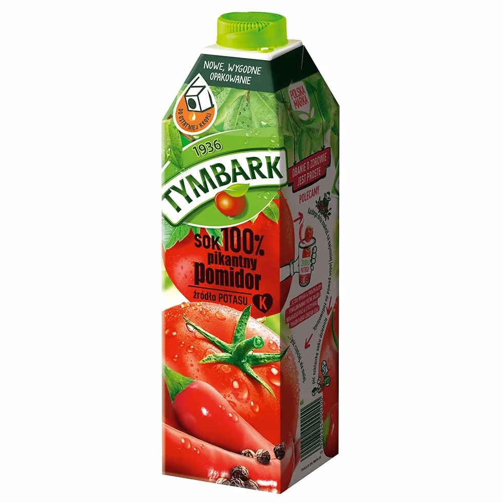 Tymbark Sok pomidorowy 100% pikantny 1 l karton