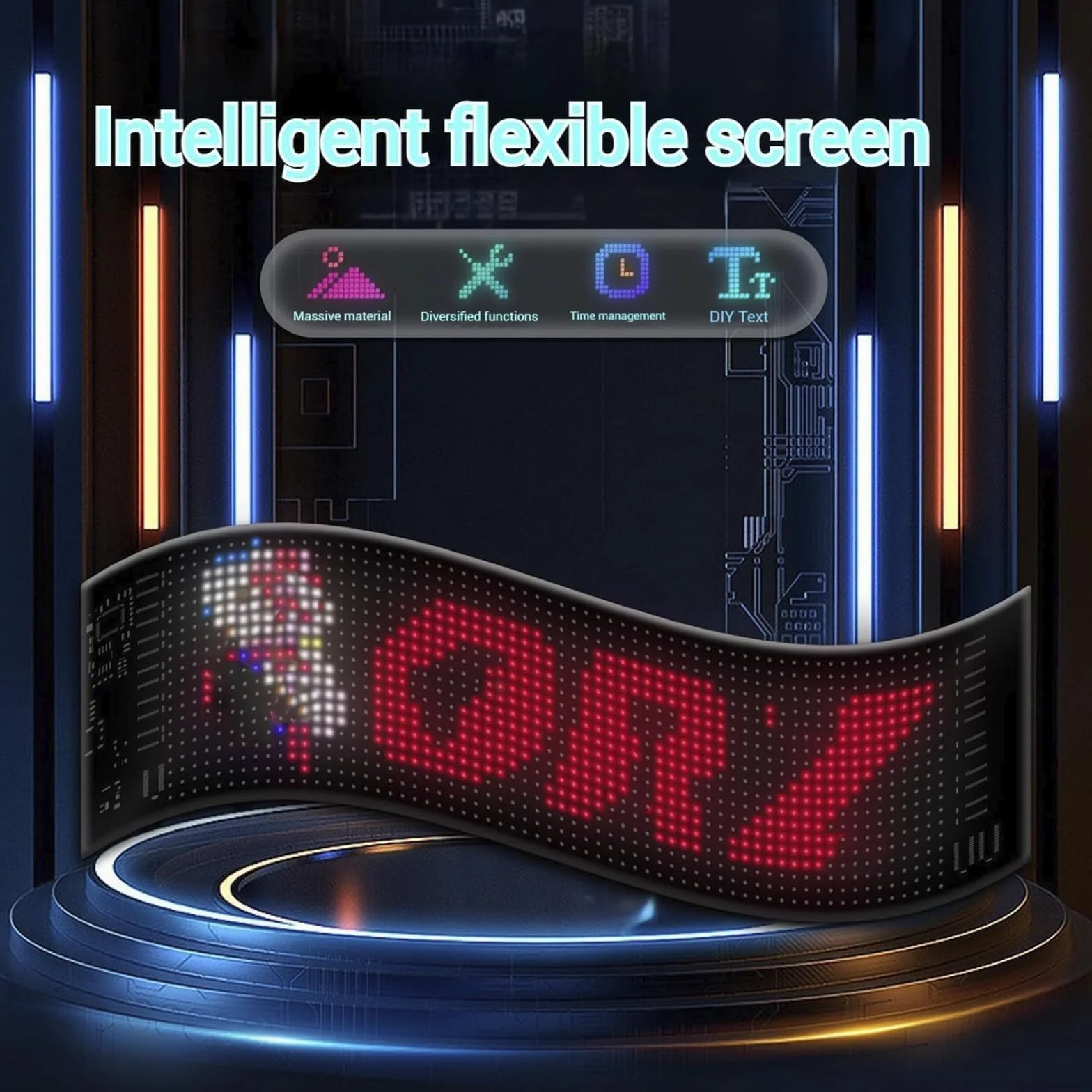 Lampa LED Oczy Diabelskie do Ciężarówek 70x173 mm Programowalny Wyświetlacz Flex