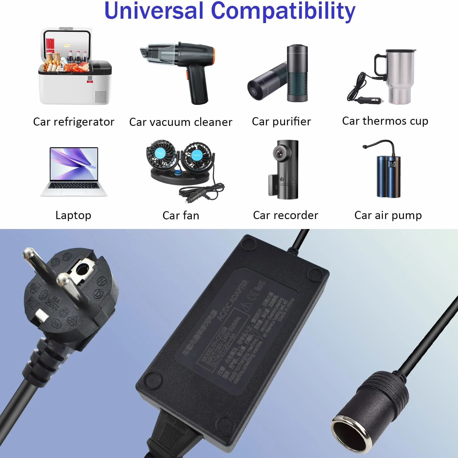 Adapter 220 V 12 V do zapalniczki samochodowej gniazdo prądu przemiennego do DC 220V do 12V 6A 72W zasilacz konwertera do odkurzacza, pompy powietrza, lodówki samochodowej