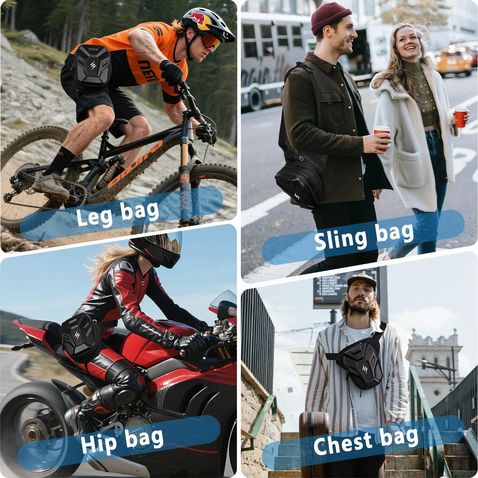 GXCROR Torba na nogę motocyklową, nerka nerka, torba na pasek, dla mężczyzn i kobiet, wodoszczelna torba na nogę, do jazdy na rowerze, wędrówek