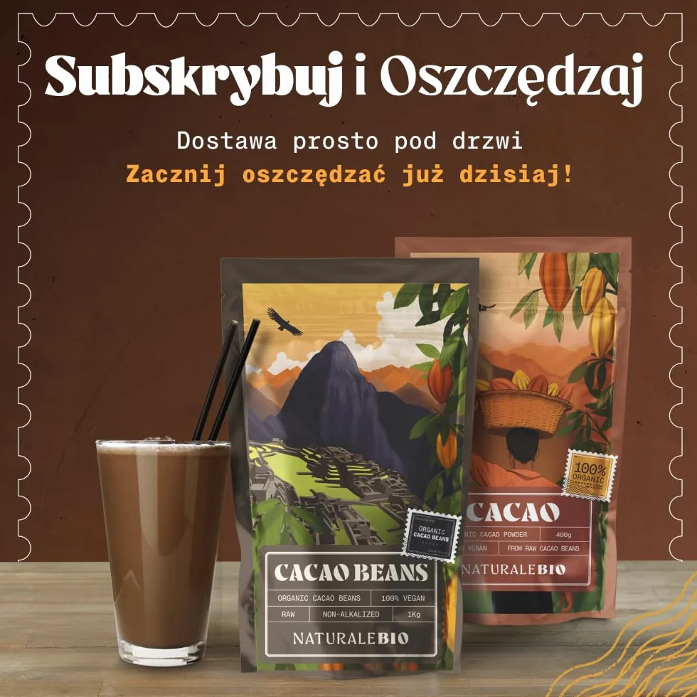 Organiczne Ziarna Kakao Surowe 1kg Bio NaturaleBio
