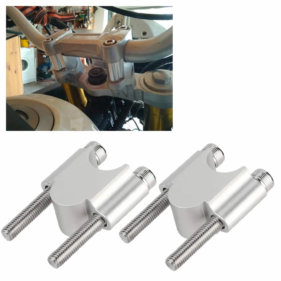 Podwyższenie kierownicy 22 mm, riser Hornet, riser, 7/8", 22 mm, uniwersalna modyfikacja kierownicy motocykla, zaciski ze stopu aluminium, srebro