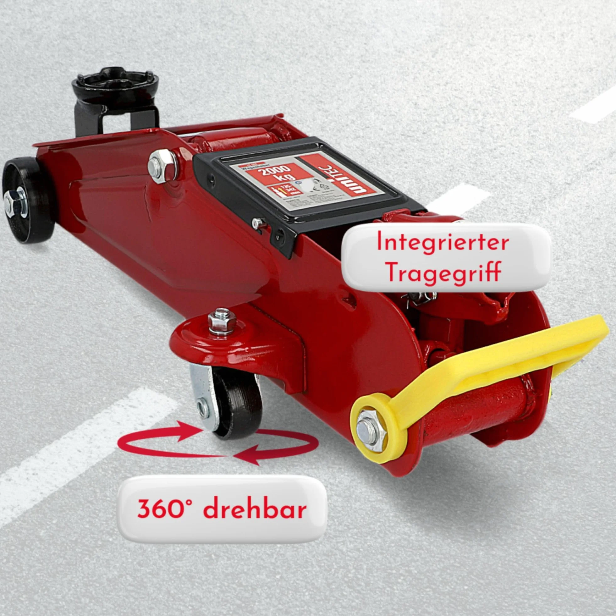 Unitec 10008 Lewarek, Czarny/Czerwony, ‎43 x 20 x 14,5 cm; 9,42 kg, Do 2 t