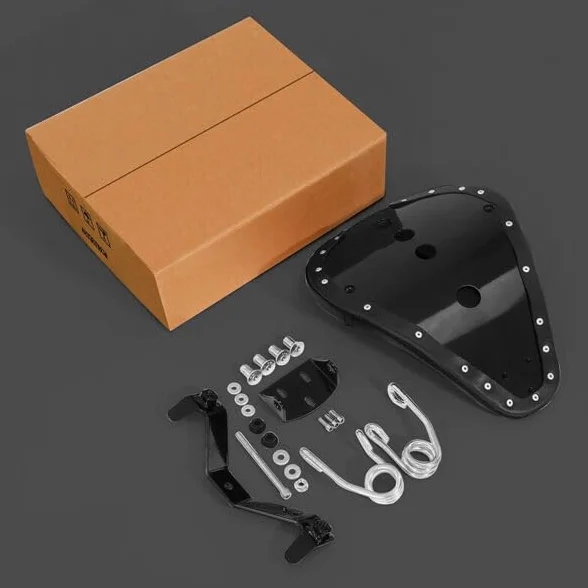 TCMT czarne siedzisko solo dla kierowcy z wspornikiem sprężynowym do Harley Sportster 2004-06 10-2022