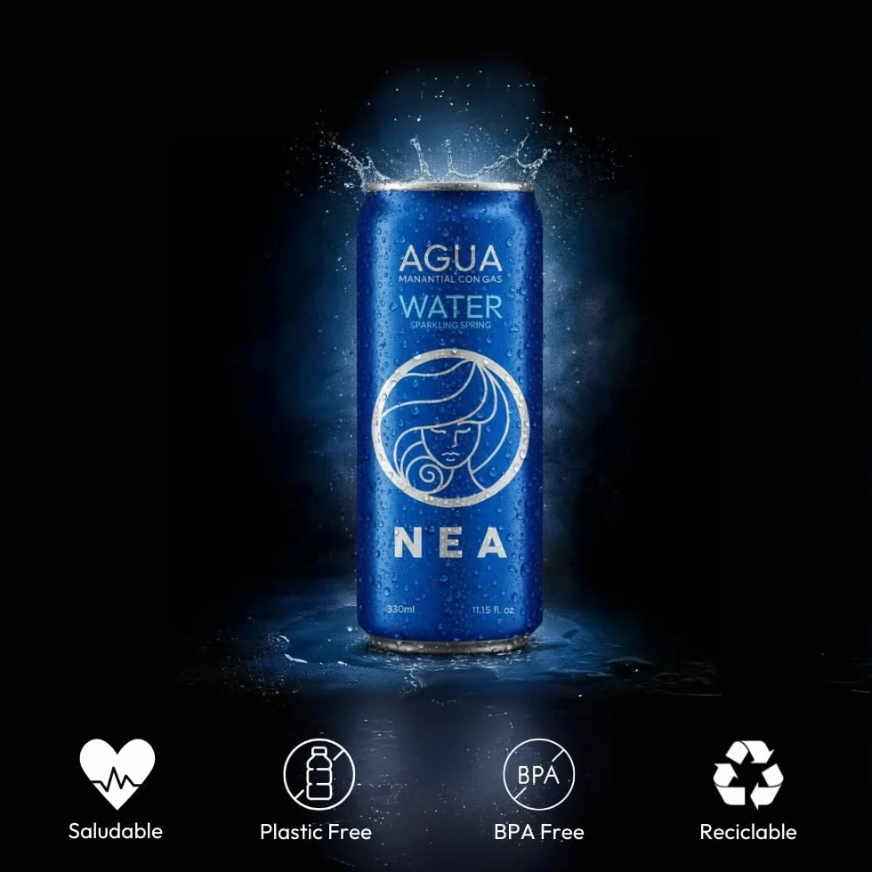 NEA Woda Gazowana w Puszkach – Nasycona Dwutlenkiem Węgla Woda Mineralna z Austriackich Alp - 330 ml (opakowanie 24 szt.)