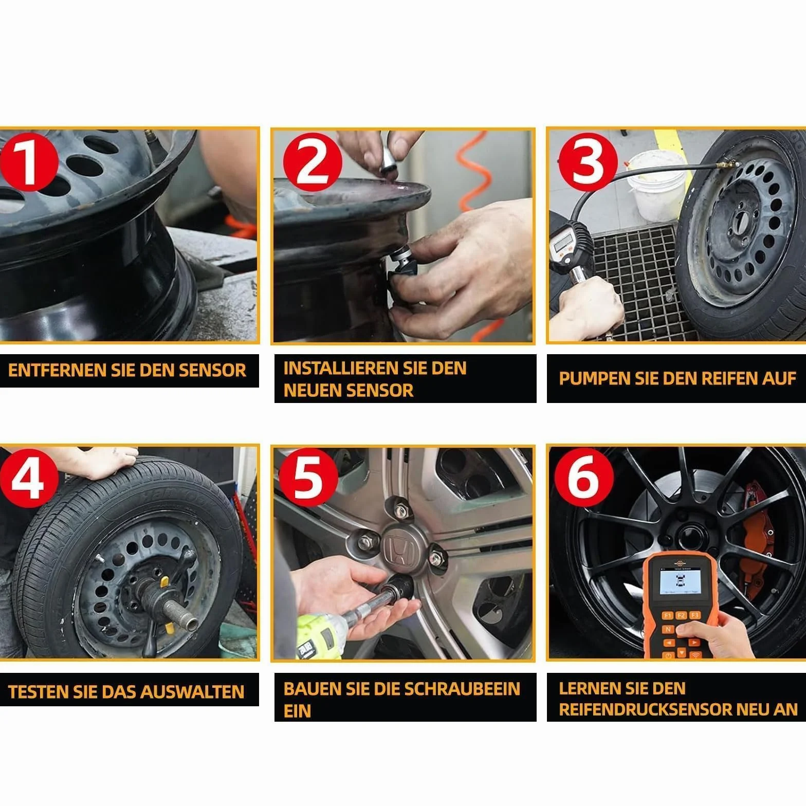 ANBOO 4 sztuki czujnik ciśnienia w oponach TPMS 433 MHz do Opel Mokka, Insignia, Corsa, Antara, Zafira - w zestawie numery OE 13506028, 13594222, 13598773