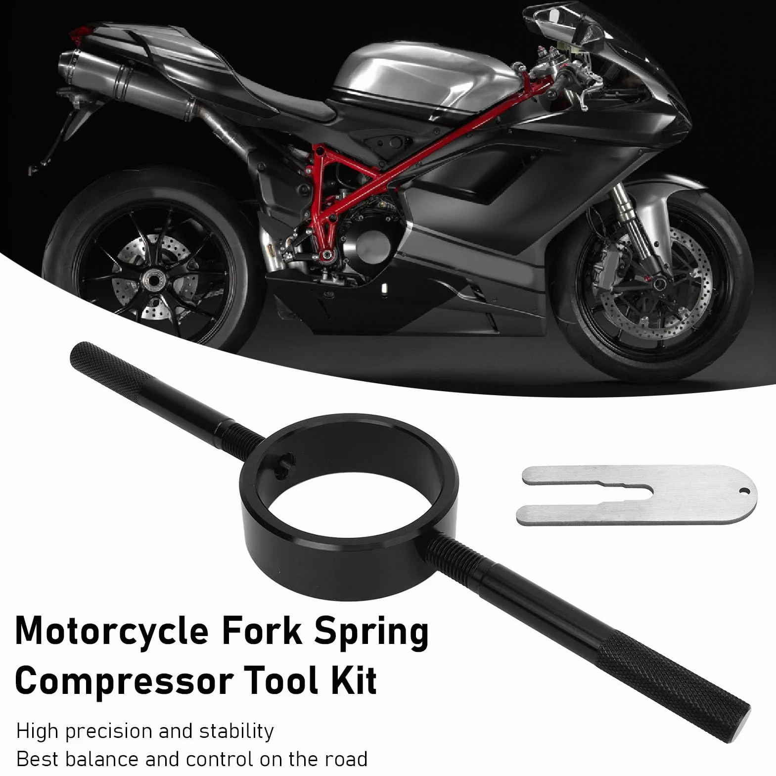 Zestaw Narzędzi do ściskania Sprężyn Widelca Motocykla, Zestaw Serwisowy Sprężyn Widelca z Aluminium 6061 do Większości Widelców Rowerów Miejskich Typu Upside Down, łatwa w Użyciu