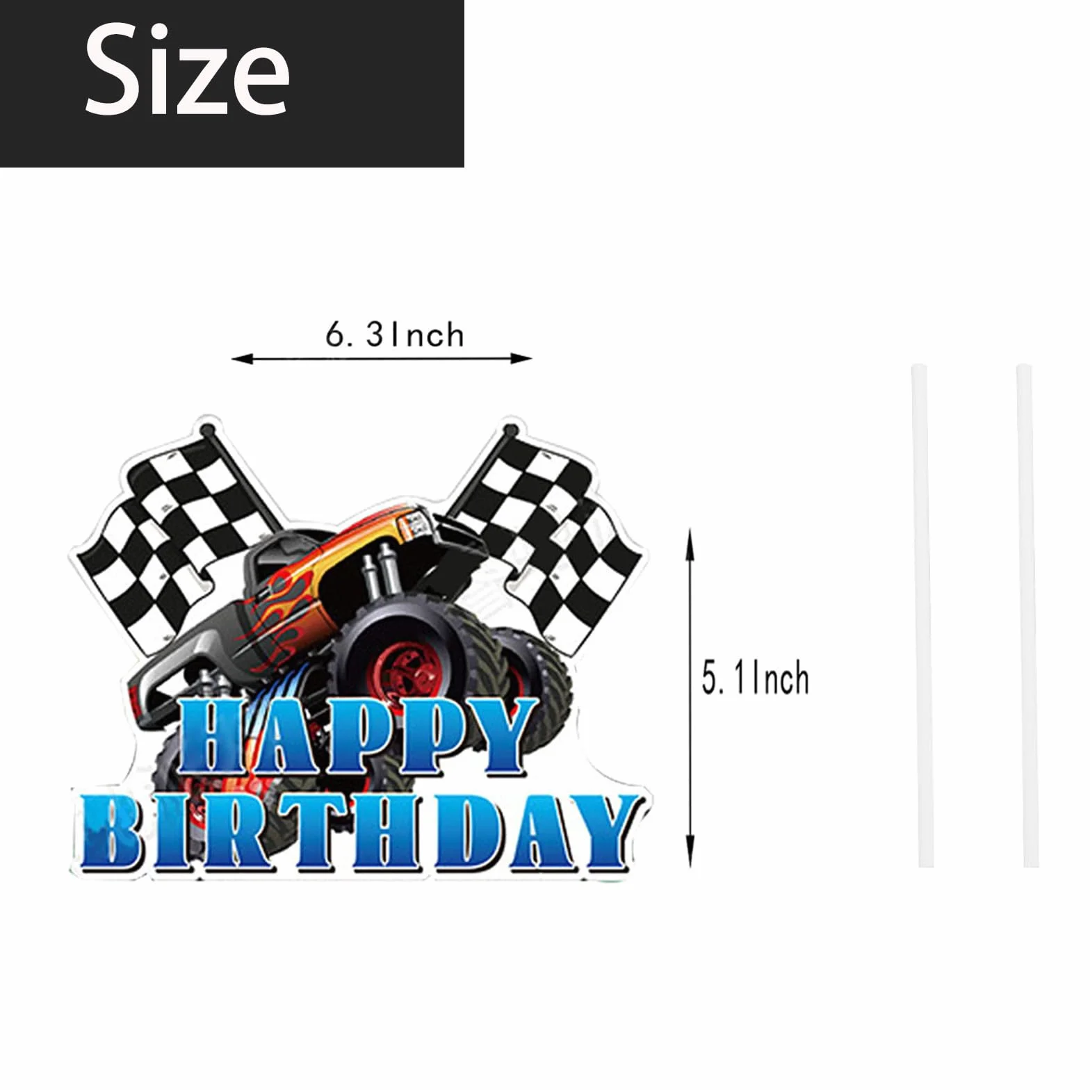 Monster Truck zestaw nakładek na tort – Happy Birthday dla chłopców – dekoracje na muffinki, nakładki na babeczki, akcesoria dla dzieci