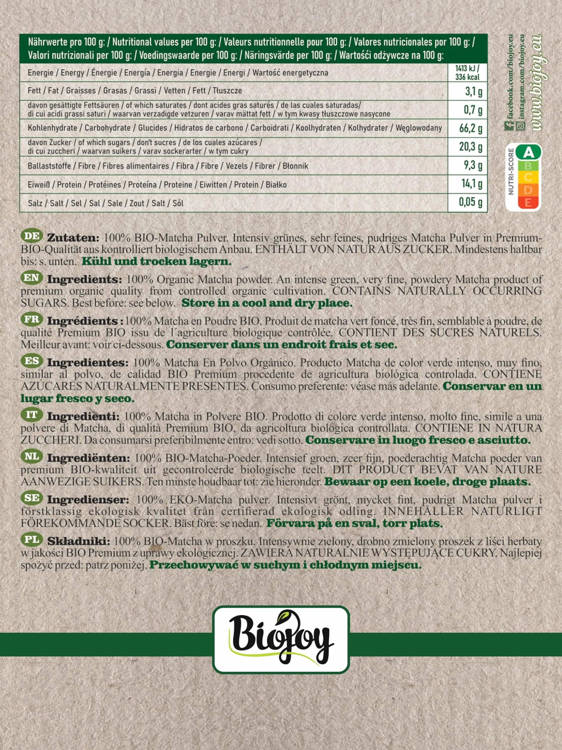 Biojoy Matcha zielona herbata w proszku 100 g