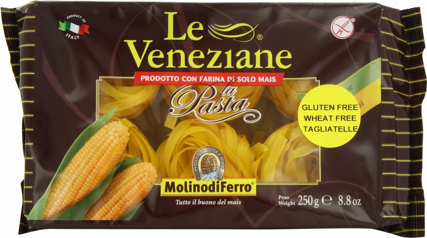 Bezglutenowy włoski Makaron Fettuccina Mais 250g - Le Veneziane