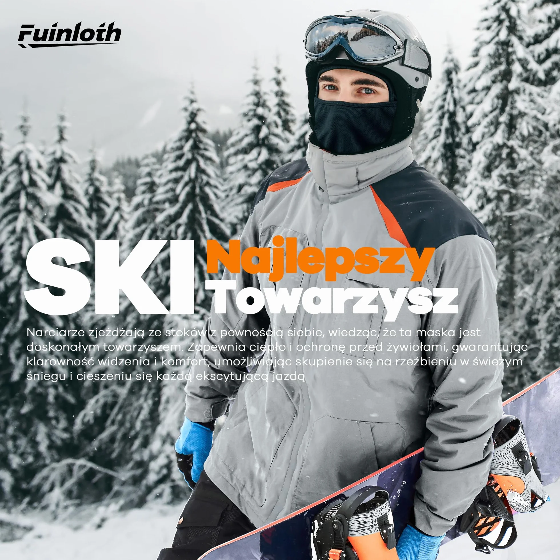 Fuinloth Balaclava Maska Narciarska, Motocykl i Rower Wiatroszczelny Ocieplacz Szyi Ochrona przed UV Chłodzące dla Mężczyzn/Kobiet