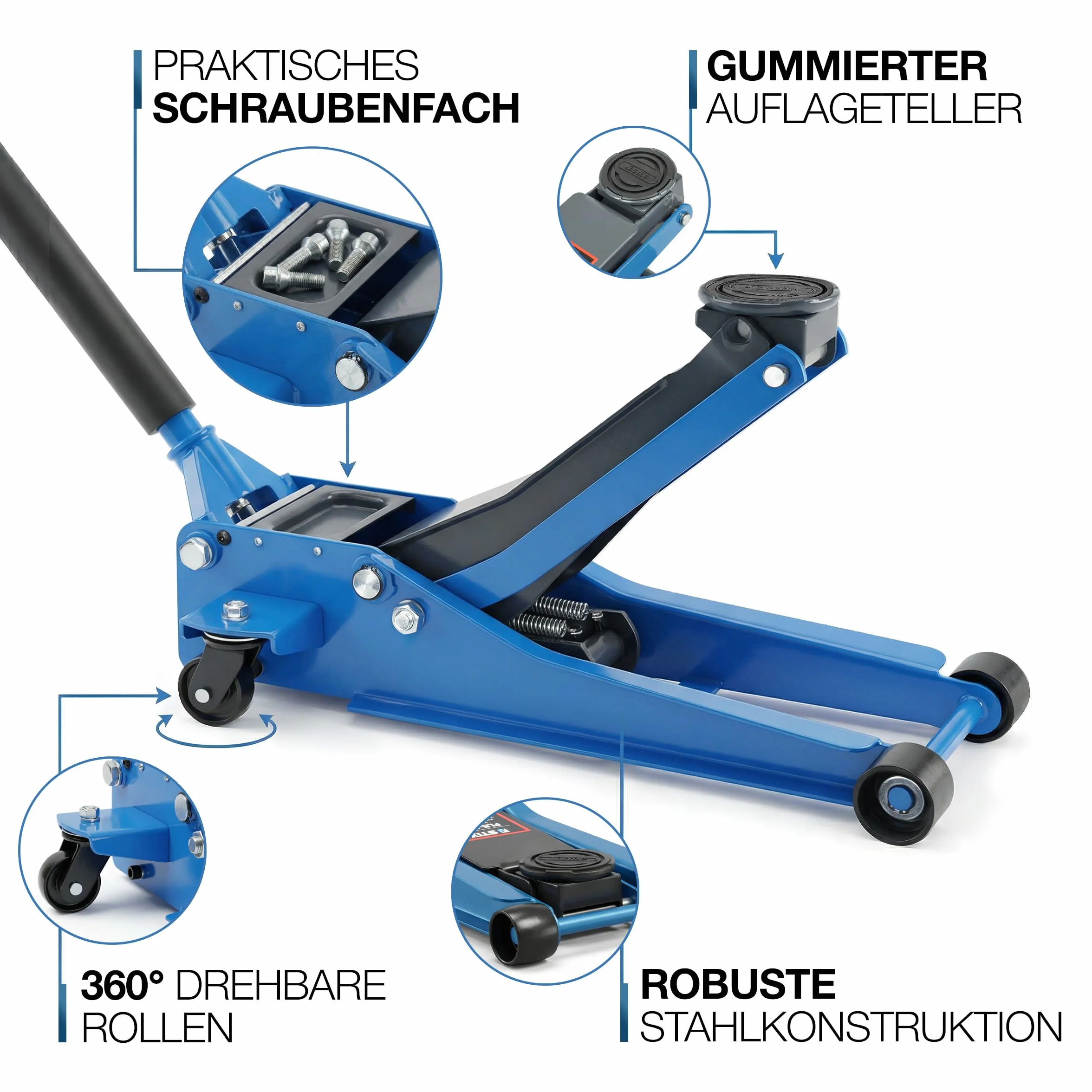 STIX Podnośnik hydrauliczny typu żaba 3T niski profil 75-505 mm z podwójnym tłokiem
