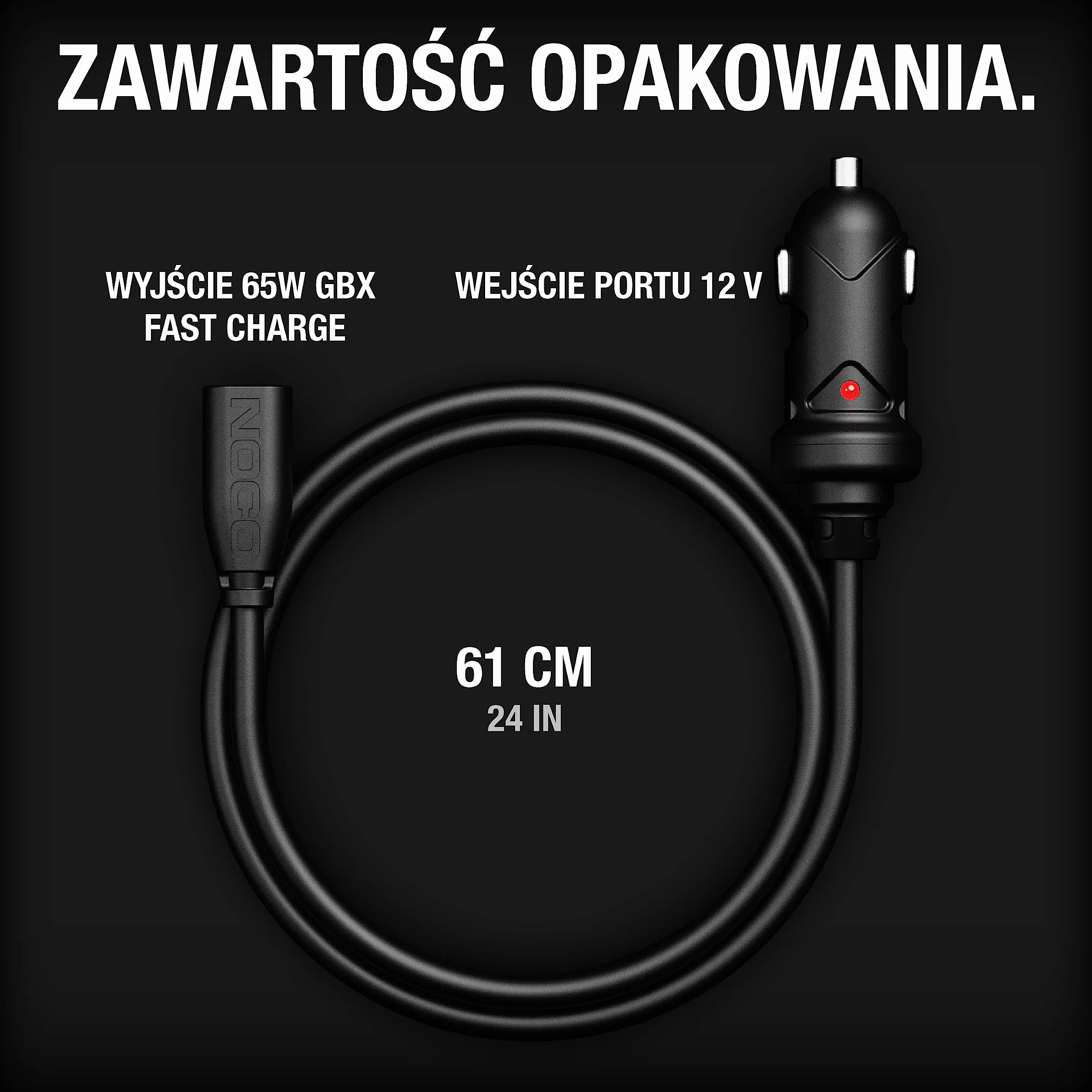 NOCO GBC011 Boost X Ładowarka samochodowa 65W 12V do urządzeń rozruchowych UltraSafe Lithium Jump Starter GBX45, GBX55, GBX75 i GBX155