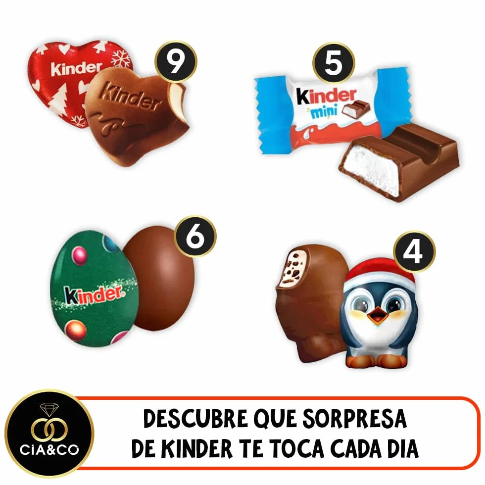 Kalendarz Adwentowy Kinder POP UP 2025 · 24 Czekoladki · Projekt 3D z Mikołajem i Reniferami · Zawiera Personalizowaną Kartkę · Idealny Prezent na Święta dla Dzieci i Rodzin · 125 g