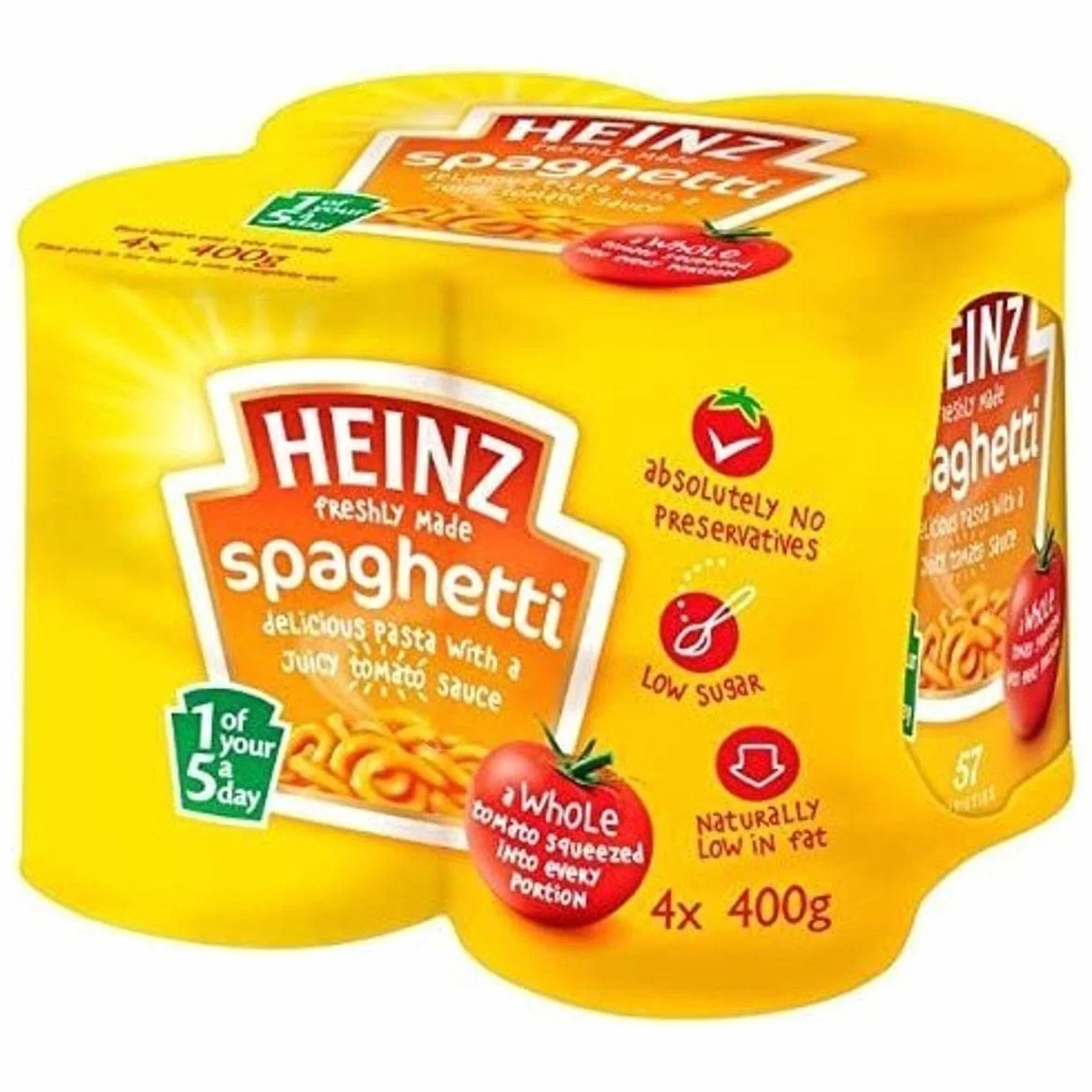 Heinz Spaghetti obręcze w sosie pomidorowym, 4 x 400 g