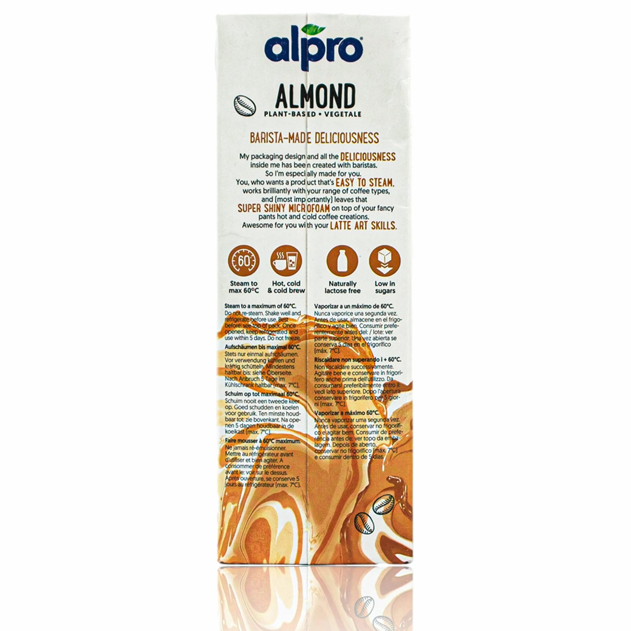 Alpro Barista 1L Napój Migdałowy do Kawy, Smoothie i Szejków - Opakowanie 8 szt.