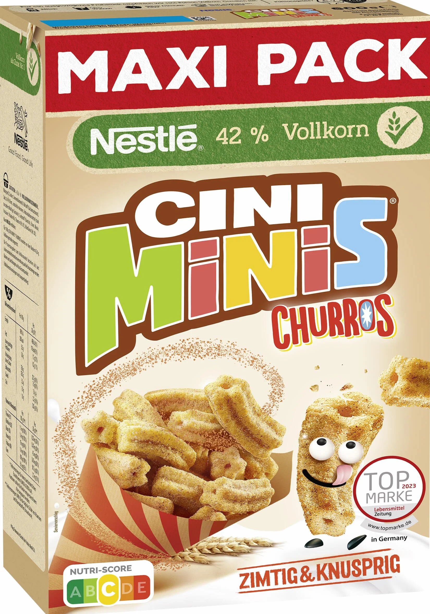 Nestlé CINI MINIS Churros Cerealia śniadaniowa 42% pełnoziarnista 600 g