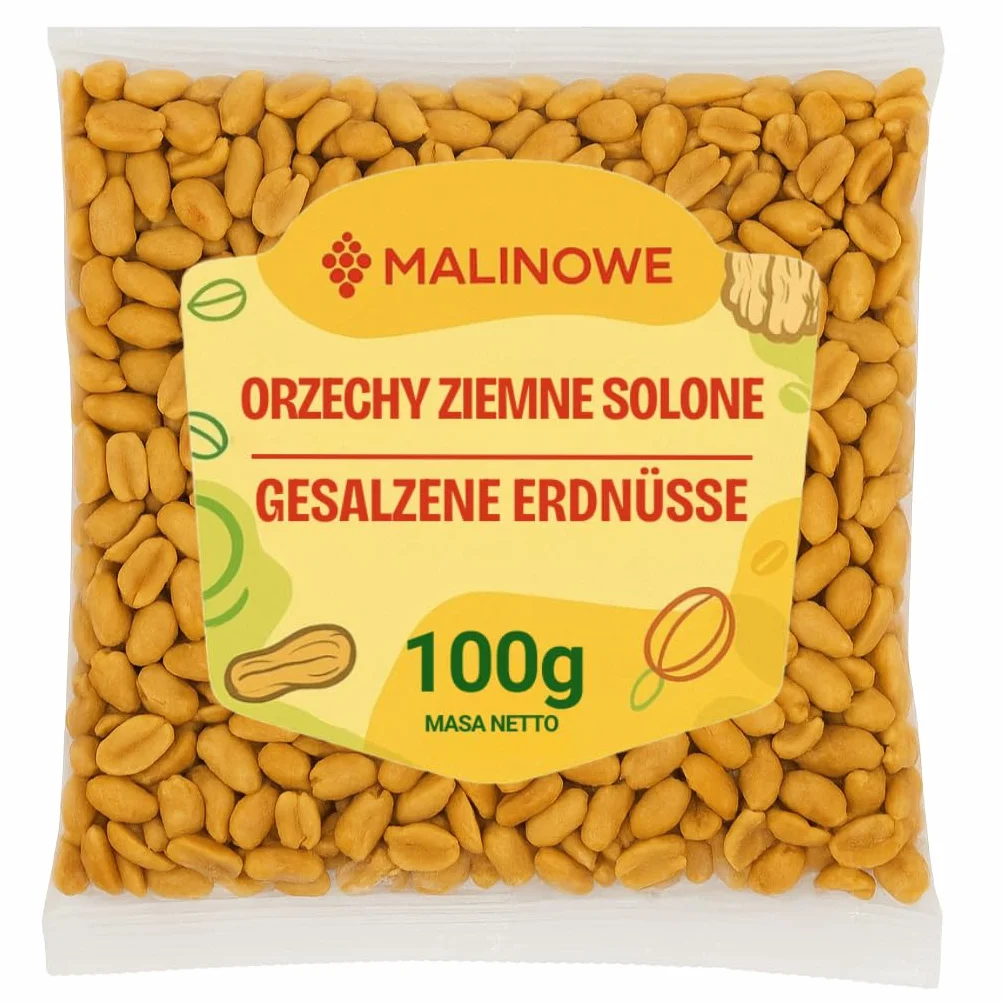 ORZECHY ZIEMNE SOLONE Malinowe 100g Pyszna Przekąska