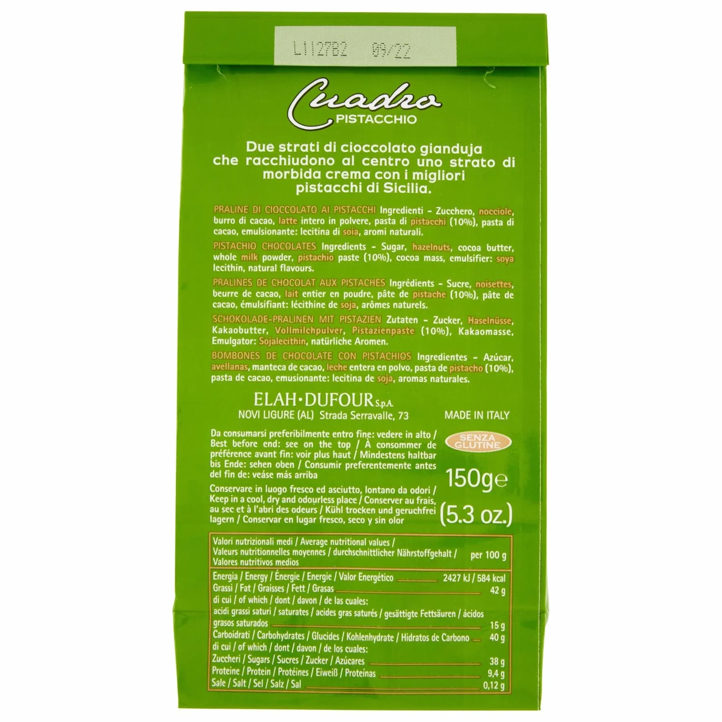 Novi pistacjowe Cuadra Pistacchio praliny włoskie 150g