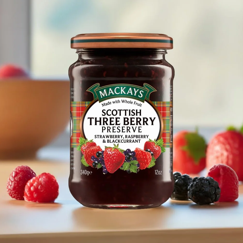Mackays Scottish Three Berry Preserve 340 g – szkockie truskawki, maliny i czarne porzeczki