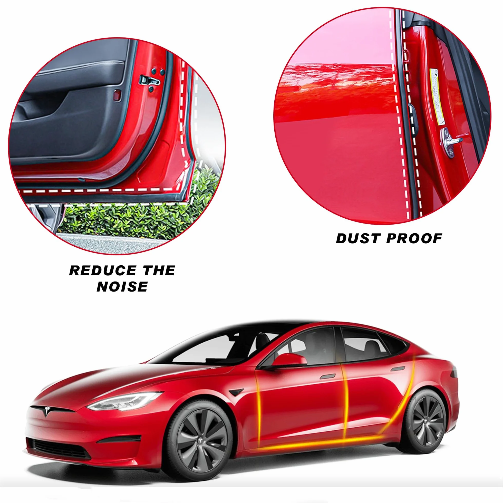 Arcoche Zestaw uszczelek do drzwi Tesla Model 3, automatyczna redukcja dźwięku, dźwiękoszczelna gumowa listwa, redukcja hałasu wiatru, listwa uszczelniająca do modelu 3