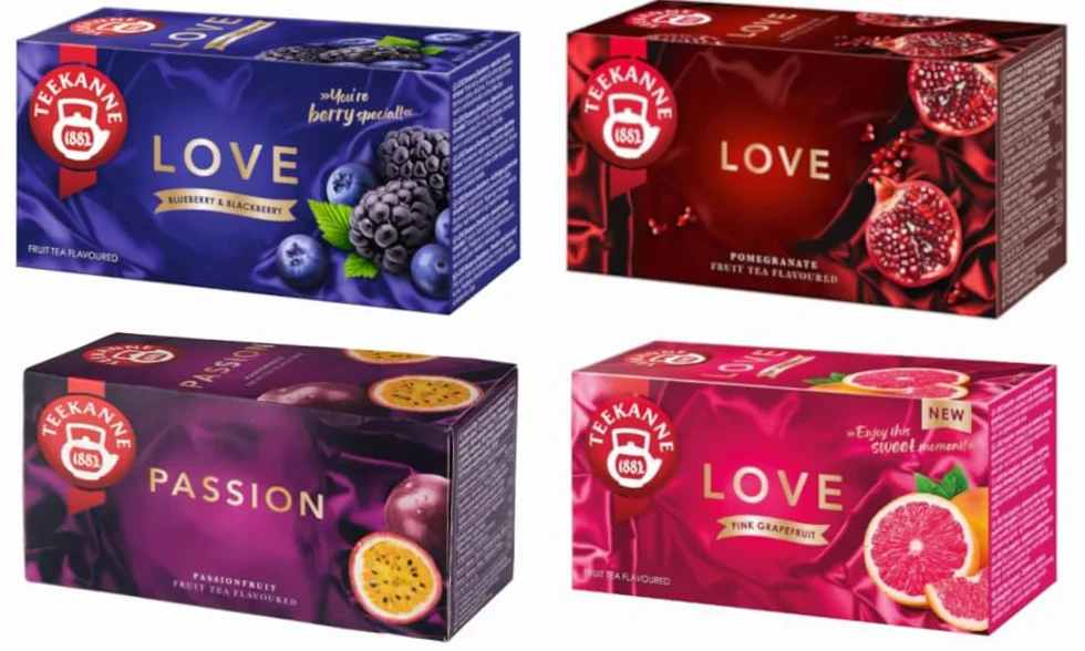 Teekanne Big Love Tea Collection (4 x 20 torebek) - zestaw do herbaty owocowej (prezent Dekond)