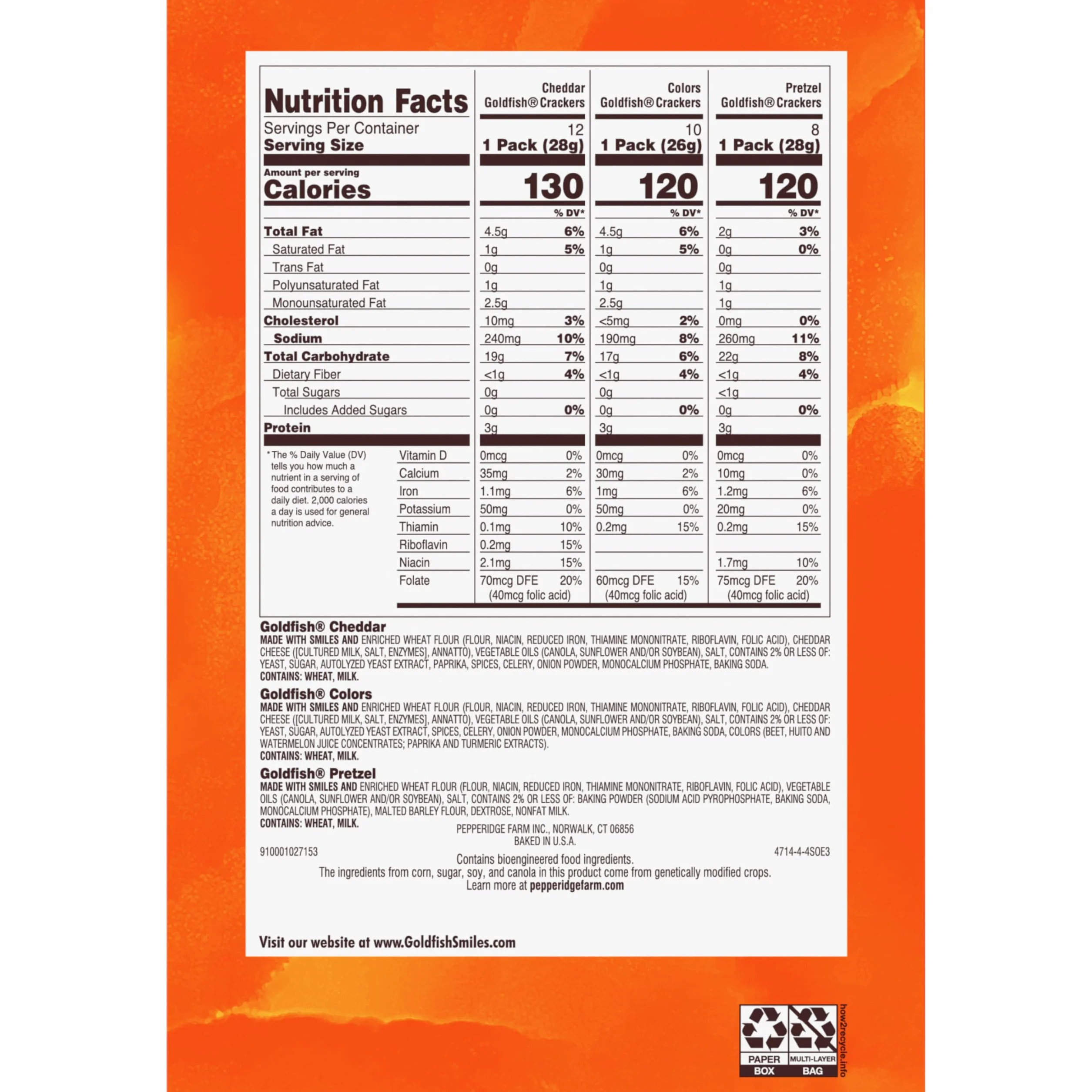 Pepperidge Farm Goldfish Variety Pack Classic Mix, 29 Ounce