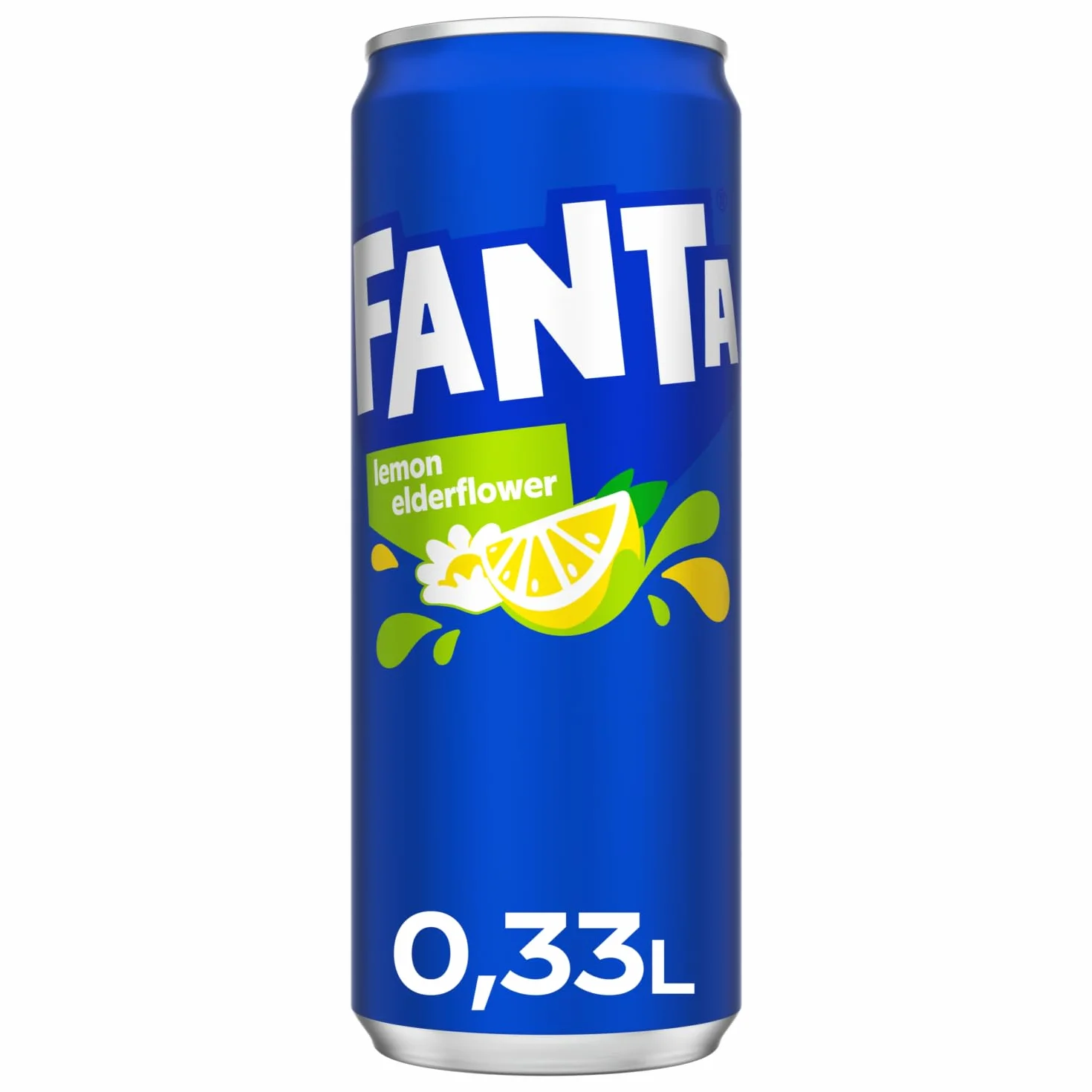 Fanta Lemon & Elderflower – mieszanka cytryny i letniego kwiatu czarnego bzu – o intensywnym smaku owocowym – musujący napój odświeżający w jednorazowych puszkach (24 x 330 ml)