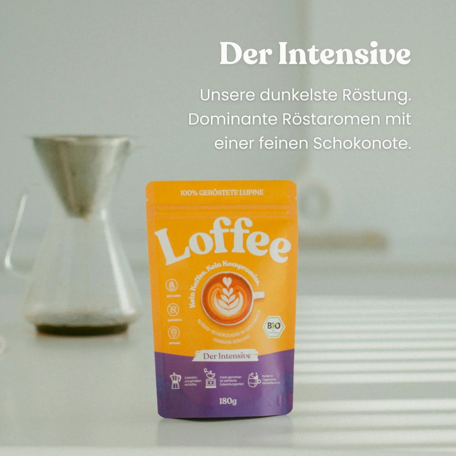 BIO Kawa z łubinu 720g Loffee Der Intensive – Bez kofeiny alternatywa mielona