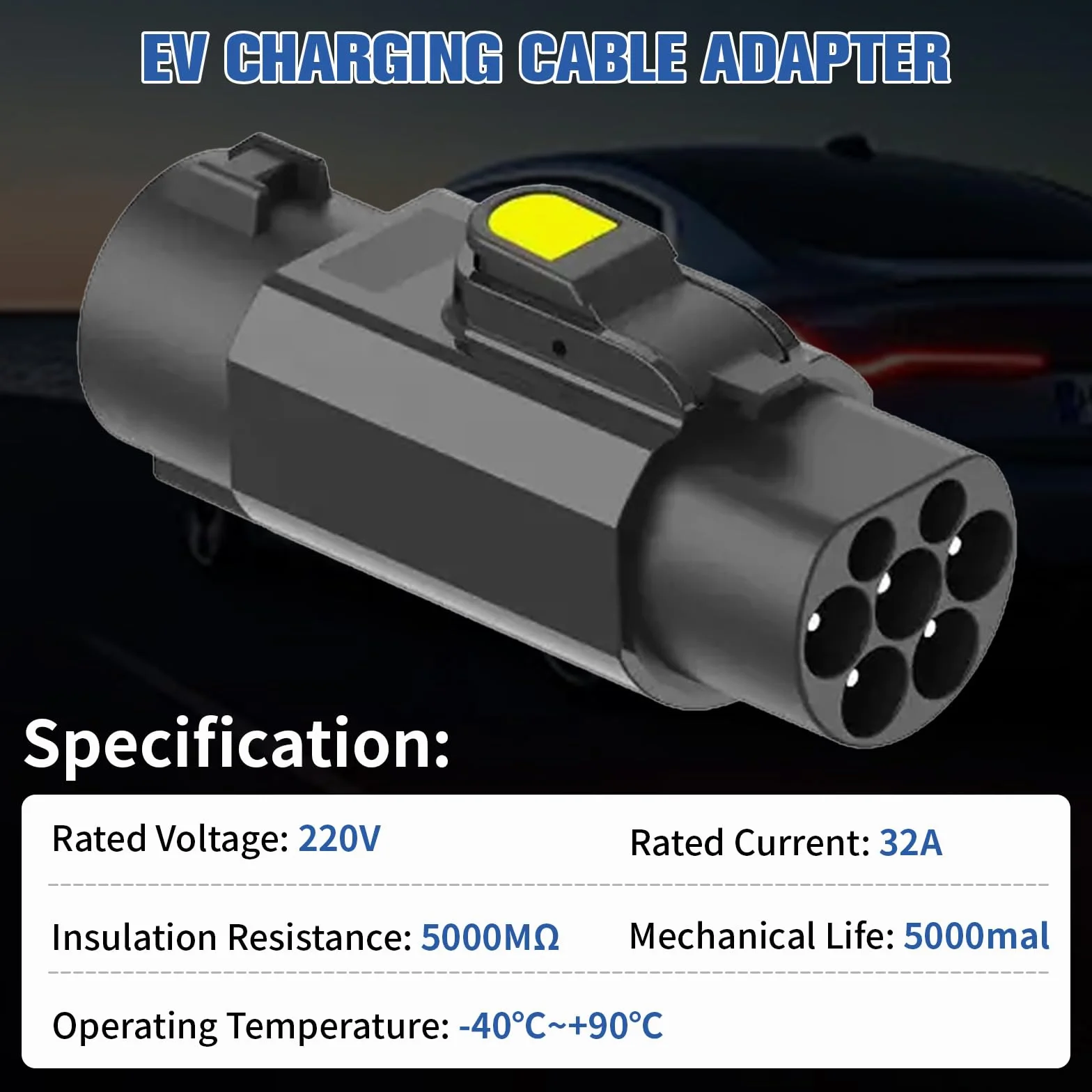 Adapter EV typu 2 do typu 1 - 32 A wysokiej jakości kabel do ładowania EV, adapter do ładowarki samochodowej, typ 2 do typu 1 EV + adapter do pojazdu elektrycznego, kabel do ładowania, ładowarka