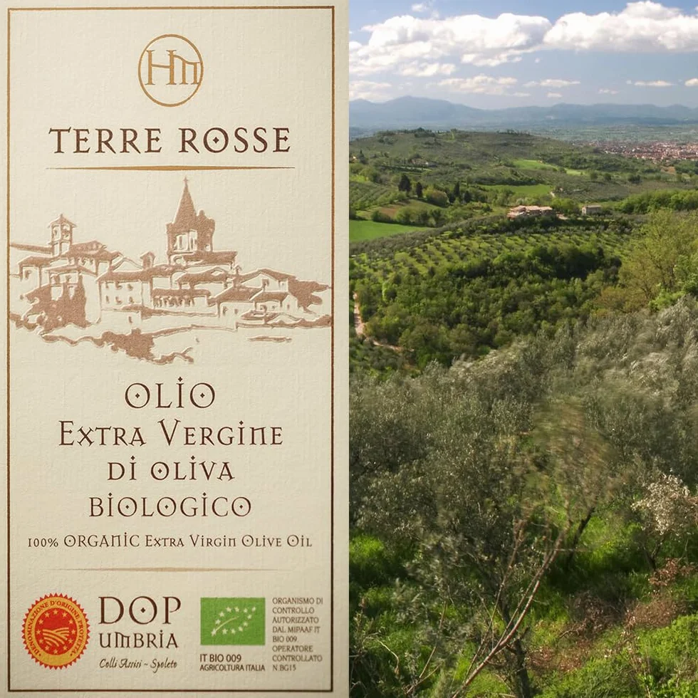 Terre Rosse - Włoska Organiczna Oliwa z Oliwek Extra Virgin Tłoczona na Zimno - Monokulturowa Moraiolo - Certyfikaty DOP Umbria i Kosher/P - Olive Harvest 2024 - Opakowanie 3 Butelki 500 ml