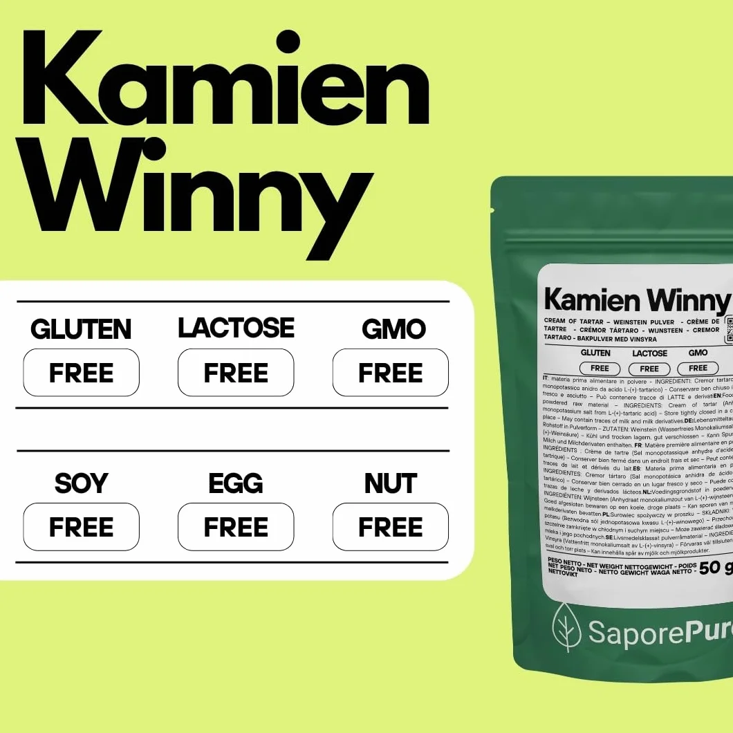 Saporepuro Kamień winny 50 g - Cream of Tartaro - naturalny proszek drożdżowy - bezglutenowe
