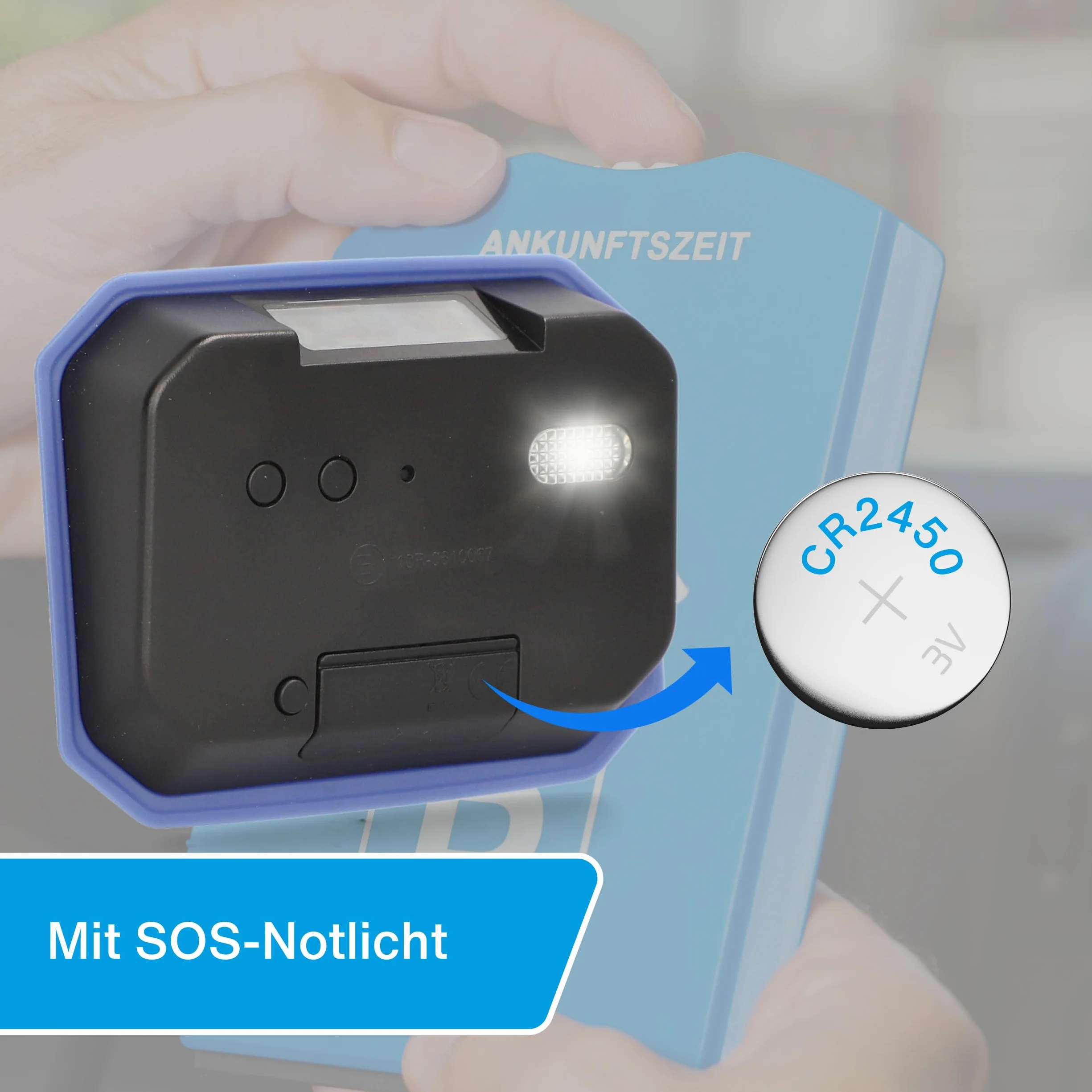 cartrend Cyfrowy zegar parkingowy do samochodu, elektroniczna tarcza parkingowa z dopuszczeniem KBA (kod typu pojazdu), automatyczny czas przybycia, z wyświetlaczem, niezawodny, łącznie z baterią i