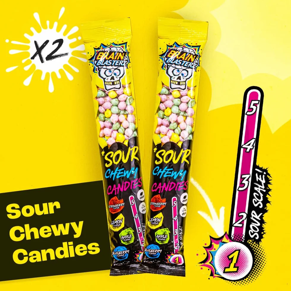 Brain Blasterz Sour Sweets Gift Box LARGE 27pcs Halal Candy Collection Vegan American Sweets