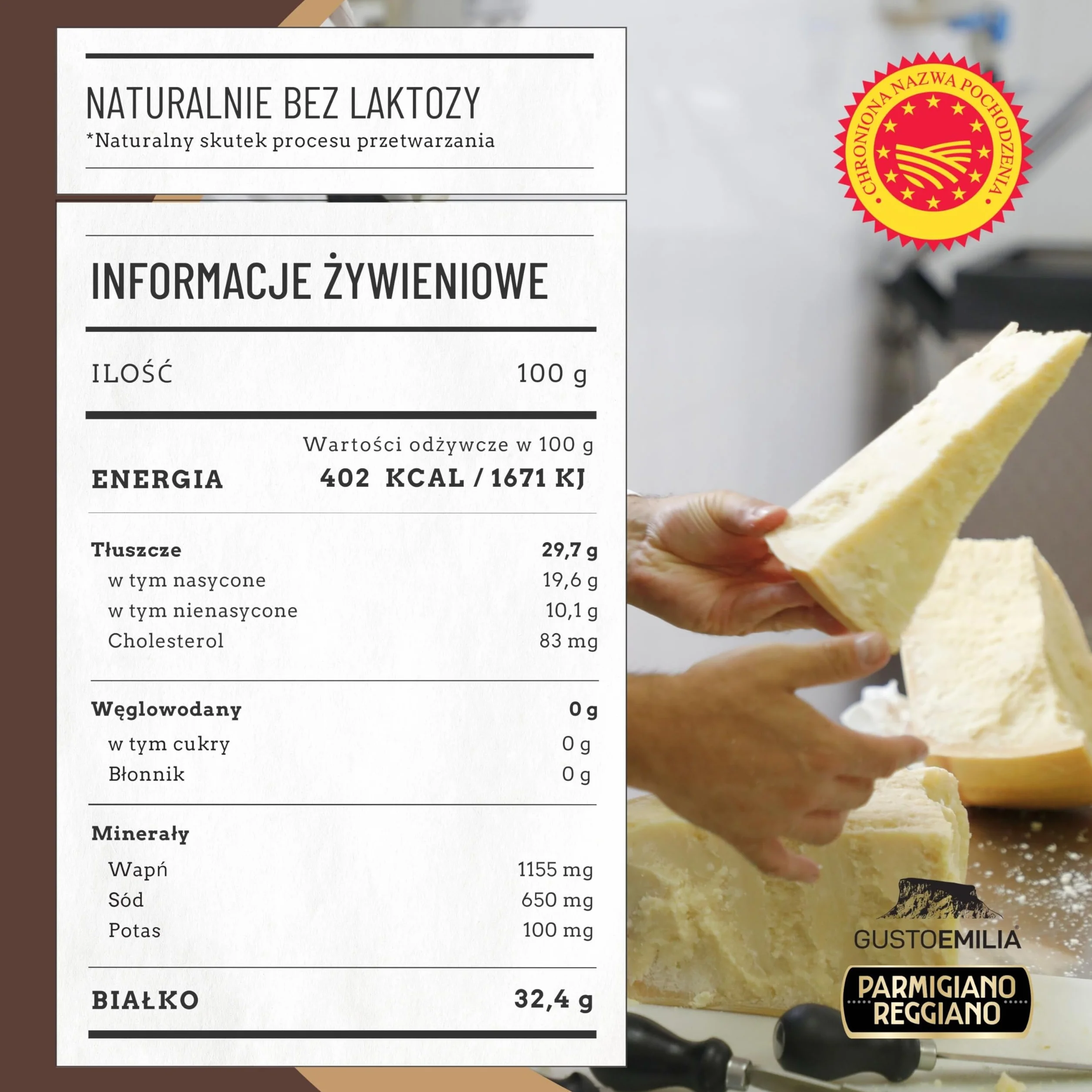 Ser Parmigiano Reggiano z Gór 48 Miesięcy Dojrzały - Idealny do Makaronu, Chleba, Sałatek, Przekąsek i Owoców - Włoski Ser 2,2 lb (1 kg)