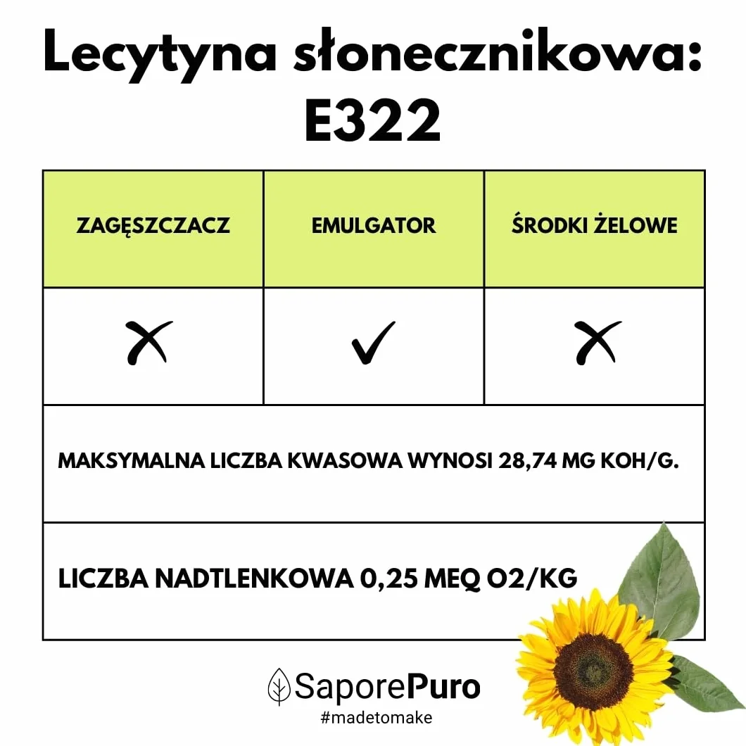 SaporePuro Leacytyna Słonecznikowa w Proszku 50 g – Naturalny Emulgator BEZGLUTENOWY