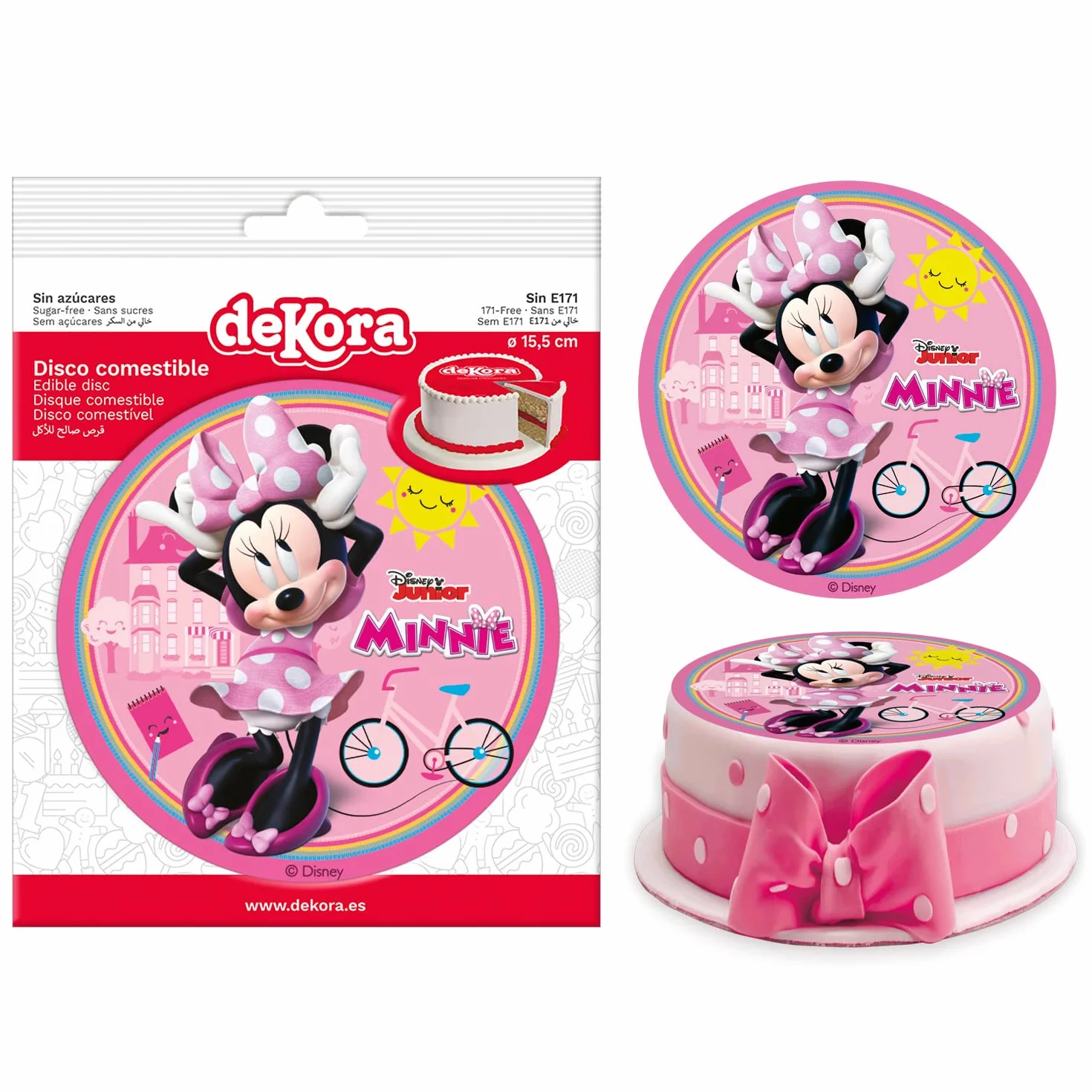dekora - Wachlarz na tort Myszka Minnie bez cukru 15,5 cm jadalny - papier jadalny - Disney - bezglutenowy (231389)
