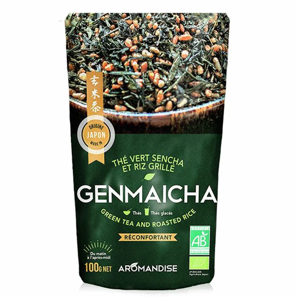 Genmaicha Sencha zielona herbata i organiczny grillowany ryż 100g Aromandise