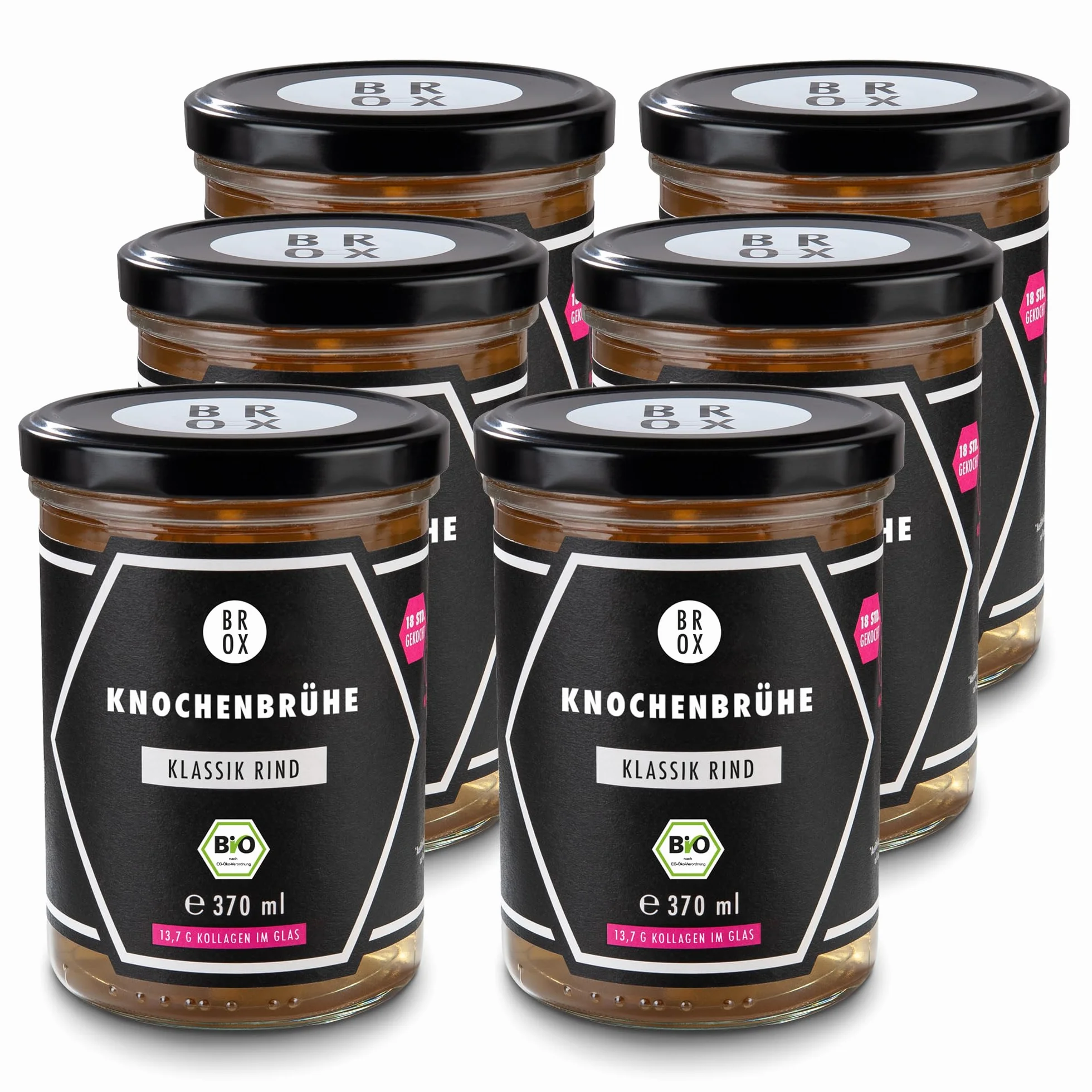 BROX Bio-wołowina 6 x 370 ml kolagen białko żelatyna ugotowana na 18 godzin