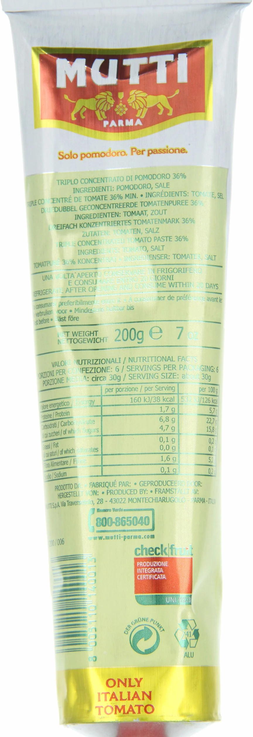 Mutti Koncentrat pomidorowy potrójny, 6 x 200 g