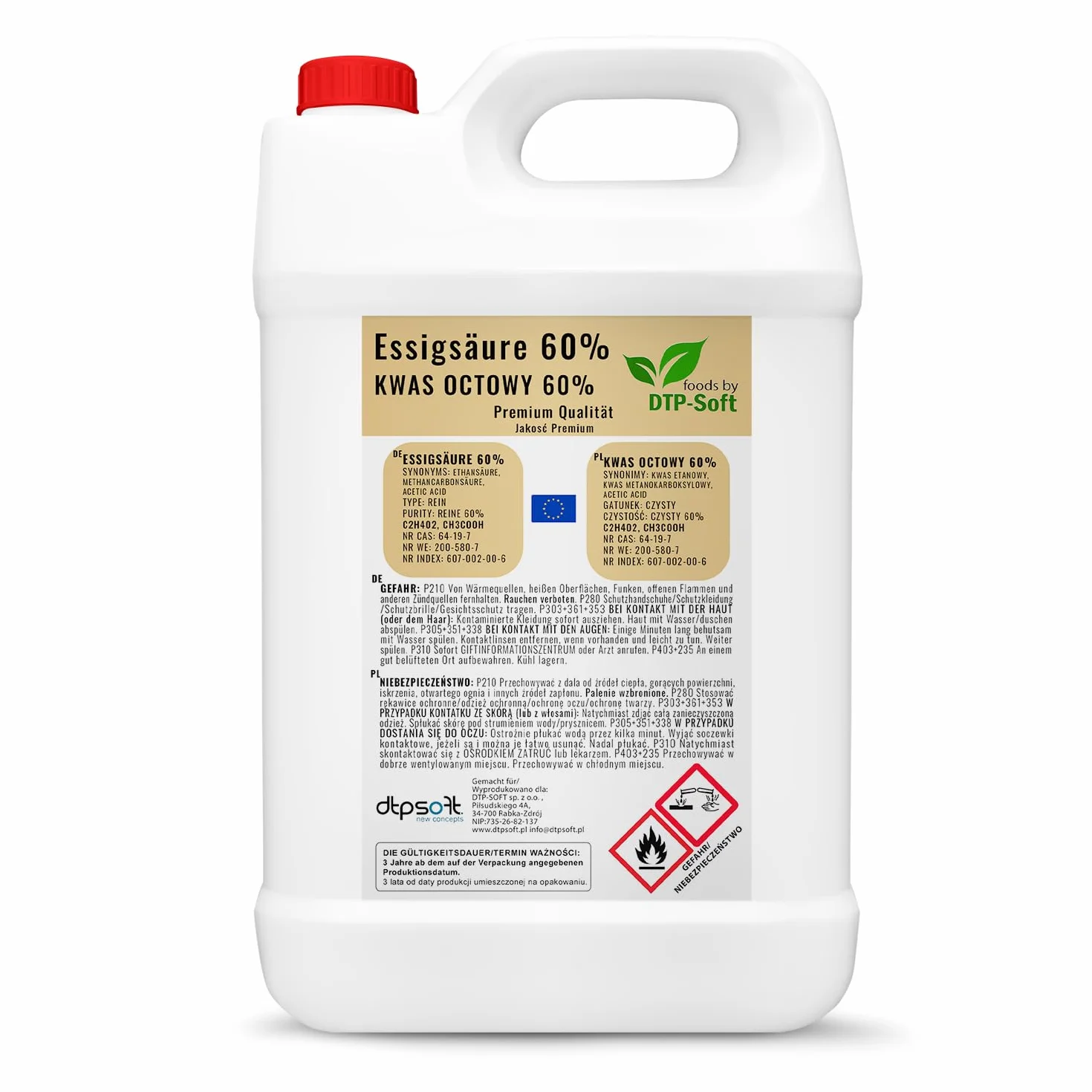 3 x 5 l kwas octowy 60% jakości premium esencja octowa (15 l)