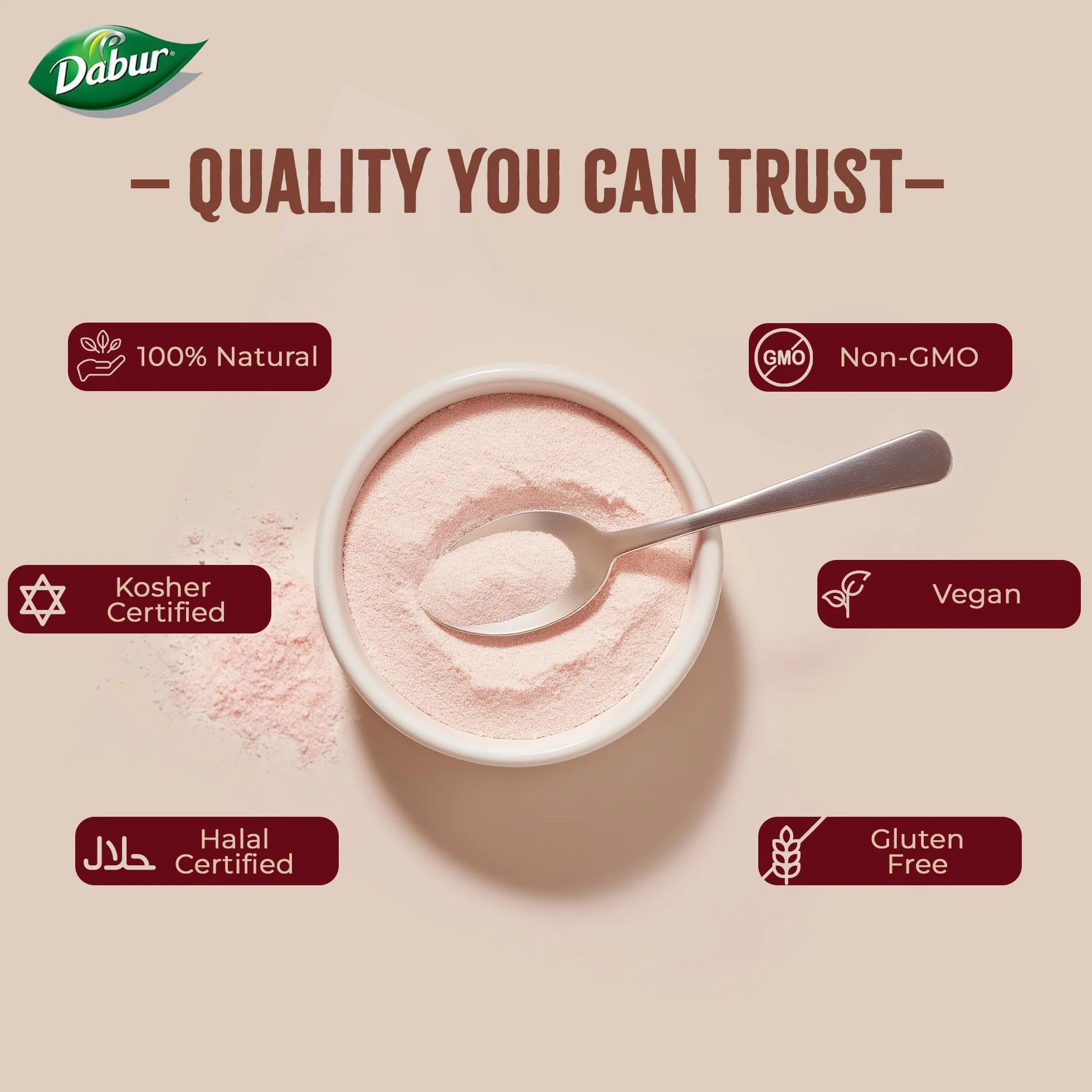 Dabur Himalayan Pure Pink Crystal Salt 1kg Natural Unrefined Gluten Free Halal Kosher Certified